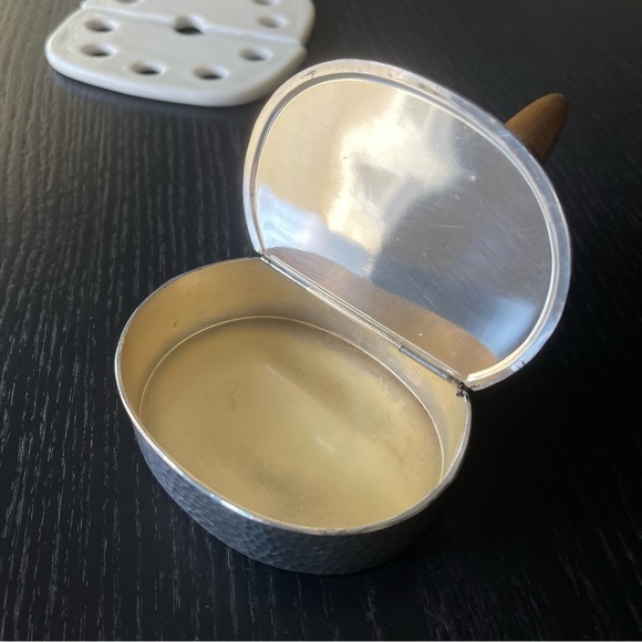 Vintage Silver Bronze Silver-Plated Tarnish Resistant With Lid Handle Jewelry Bo - Picture 6 of 11